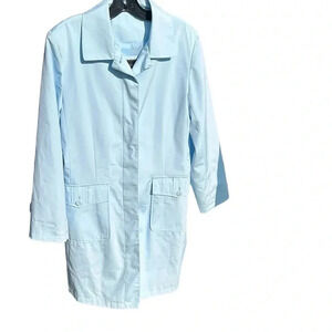Y2K   REGENT PARK  trench,jacket,L,,pastel blue,rain,shine, car length,lined EC